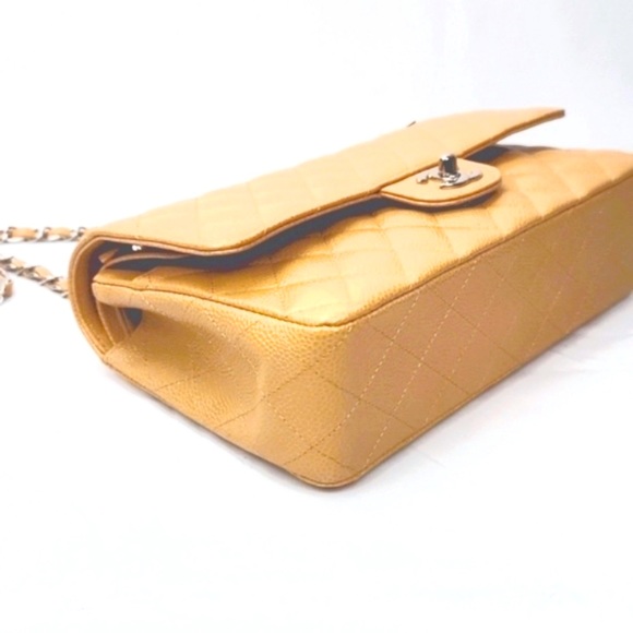 Chanel Classic Caviar Beige Caramel Medium Duble Flap Silver Chain Bag - Picture 4 of 14